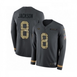 Youth Nike Baltimore Ravens 8 Lamar Jackson Limited Black Salute to Service Therma Long Sleeve NFL Jersey