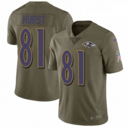 Youth Nike Baltimore Ravens 81 Hayden Hurst Limited Olive 2017 Salute to Service NFL Jersey