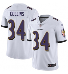 Youth Nike Ravens #34 Alex Collins White Stitched NFL Vapor Untouchable Limited Jersey