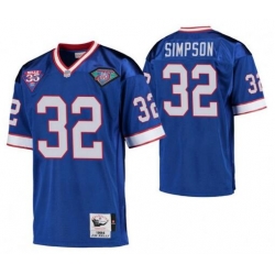 Men Bills OJ simpson #32 Blue Throwback Stitched Jersey