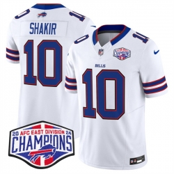 Men Buffalo Bills 10 Khalil Shakir White F U S E  2024 AFC East Division Champions Vapor Limited Stitched Football Jersey