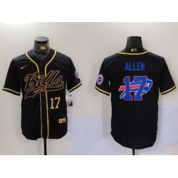 Men Buffalo Bills 17 Josh Allen Black Cool Base Stitched Baseball Jersey 7