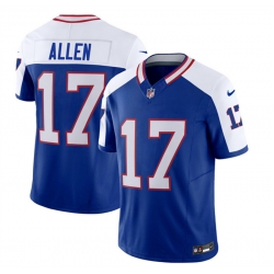 Men Buffalo Bills 17 Josh Allen Blue White 2023 F U S E  Throwback Vapor Untouchable Limited Stitched Jersey