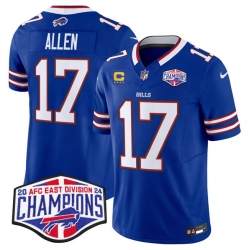 Men Buffalo Bills 17 Josh Allen Royal F U S E  2024 AFC East Division Champions With 4 Star C Ptach Vapor Limited Stitched Football Jersey