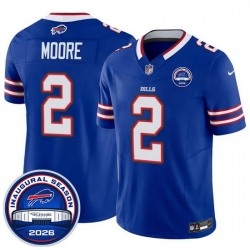 Men Buffalo Bills  2 D J  Moore Blue F U S E  2026 Inaugural Season at Highmark Stadium Stitched Football Jersey