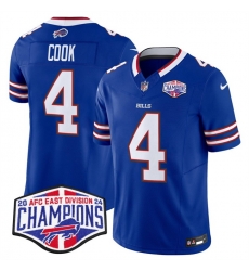 Men Buffalo Bills 4 James Cook Royal F U S E  2024 AFC East Division Champions Vapor Limited Stitched Football Jersey