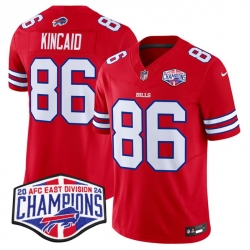 Men Buffalo Bills 86 Dalton Kincaid Red F U S E  2024 AFC East Division Champions Vapor Limited Stitched Football Jersey