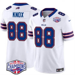 Men Buffalo Bills 88 Dawson Knox White F U S E  2024 AFC East Division Champions Vapor Limited Stitched Football Jersey