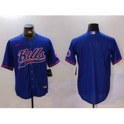 Men Buffalo Bills Blank  Blue Team Cool Base Stitched Baseball Jersey