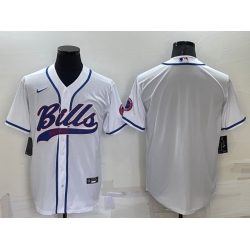 Men Buffalo Bills Blank White Cool Base Stitched Baseball Jersey