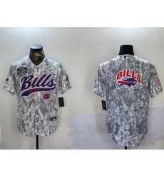 Men Buffalo Bills Team Big Logo 2024 Arctic Camo Salute To Service Stitched Baseball Jersey 2