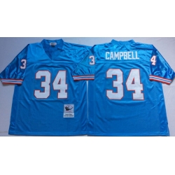 Men Oilers 34 Earl Campbell Blue M&N Throwback Jersey