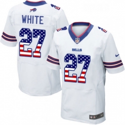 Mens Nike Buffalo Bills 27 TreDavious White Elite White Road USA Flag Fashion NFL Jersey