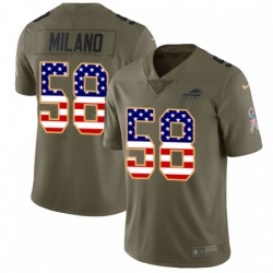 Men's Nike Buffalo Bills #58 Matt Milano Limited Olive USA Flag 2017 Salute to Service NFL Jersey