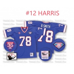 Mitchell And Ness Buffalo Bills 12 HARRIS Royal Blue Throwback NFL Jersey