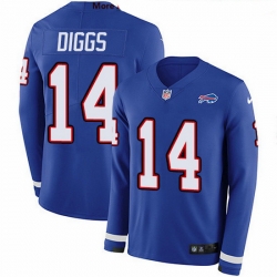 Nike Bills 14 Stefon Diggs Royal Blue Team Color Men Stitched NFL Limited Therma Long Sleeve Jersey