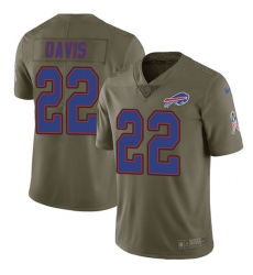 Nike Bills #22 Vontae Davis Olive Mens Stitched NFL Limited 2017 Salute To Service Jersey