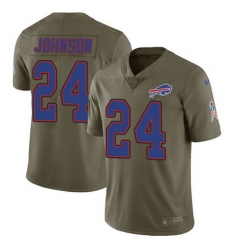 Nike Bills #24 Taron Johnson Olive Mens Stitched NFL Limited 2017 Salute To Service Jersey