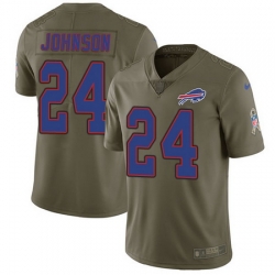 Nike Bills #24 Taron Johnson Olive Mens Stitched NFL Limited 2017 Salute To Service Jersey