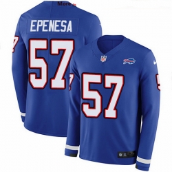 Nike Bills 57 A J  Epenesas Royal Blue Team Color Men Stitched NFL Limited Therma Long Sleeve Jersey