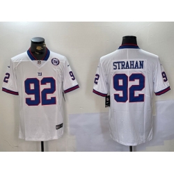 Nike Giants 92 Michael Strahan White Men Stitched NFL Limited Rush Jersey