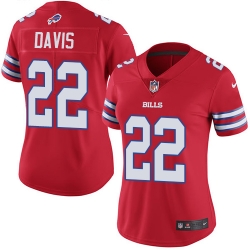 Nike Bills #22 Vontae Davis Red Womens Stitched NFL Limited Rush Jersey