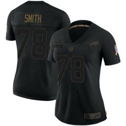 Women Buffalo Bills 78 Bruce Smith Black Limited 2020 Salute To Service Jersey