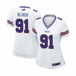 Womens Buffalo Bills 91 Ed Oliver Game White Football Jersey