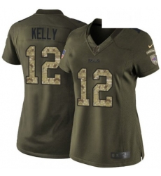 Womens Nike Buffalo Bills 12 Jim Kelly Elite Green Salute to Service NFL Jersey