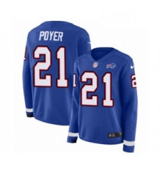 Womens Nike Buffalo Bills 21 Jordan Poyer Limited Royal Blue Therma Long Sleeve NFL Jersey