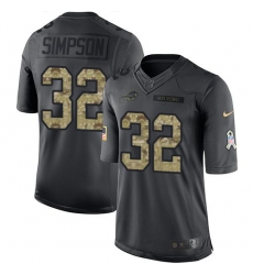 Nike Bills #32 O J Simpson Black Youth Stitched NFL Limited 2016 Salute to Service Jersey