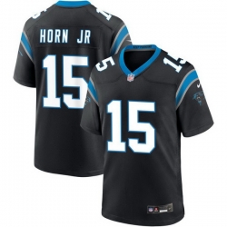 Men Carolina Panthers 15 Jimmy Horn Jr Black 2025 Vapor Limited Stitched Football Jersey
