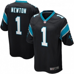 Mens Nike Carolina Panthers 1 Cam Newton Game Black Team Color NFL Jersey