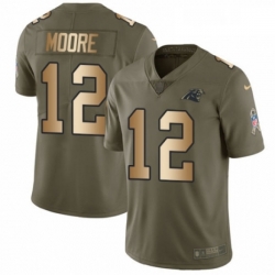 Mens Nike Carolina Panthers 12 DJ Moore Limited OliveGold 2017 Salute to Service NFL Jersey