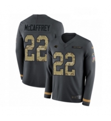 Mens Nike Carolina Panthers 22 Christian McCaffrey Limited Black Salute to Service Therma Long Sleeve NFL Jersey