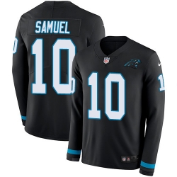 Nike Panthers #10 Curtis Samuel Black Team Color Men Stitched NFL Limited Therma Long Sleeve Jersey