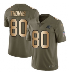 Nike Panthers #80 Ian Thomas Olive Gold Mens Stitched NFL Limited 2017 Salute To Service Jersey