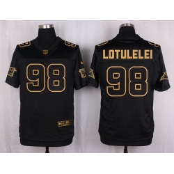 Nike Panthers #98 Star Lotulelei Black Mens Stitched NFL Elite Pro Line Gold Collection Jersey