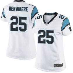 Nike Panthers #25 Bene Benwikere White Team Color Women Stitched NFL Jersey