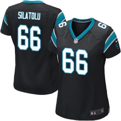 Nike Panthers #66 Amini Silatolu Black Team Color Women Stitched NFL Jersey