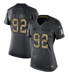 Nike Panthers #92 Vernon Butler Black Womens Stitched NFL Limited 2016 Salute to Service Jersey