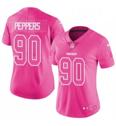 Womens Nike Carolina Panthers 90 Julius Peppers Limited Pink Rush Fashion NFL Jersey