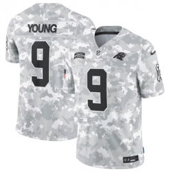 Youth Carolina Panthers 9 Bryce Young 2024 F U S E Arctic Camo Salute To Service Limited Stitched Football Jersey