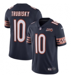 Men Bears 10 Trubisky Navy 100 Years 4XL Jersey