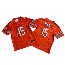 Men Chicago Bears 15 Rome Odunze Orange 2024 Draft F U S E  Vapor Stitched Football Jersey