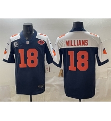 Men Chicago Bears 18 Caleb Williams Navy White F U S E With 1 star C Patch And VMH Patch Throwback Stitched Football Jersey Men Chicago Bears 18 Caleb Williams Navy White F U S E With 1 star C Patch And VMH Patch Throwback Stitched Football Jersey