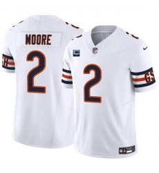 Men Chicago Bears 2 DJ Moore White 2024 F U S E  With 1 Star C Patch Vapor Untouchable Limited Stitched Football Jersey