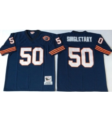 Men Chicago Bears 50 Mike Singletary Navy 1985 M&N Throwback Jersey