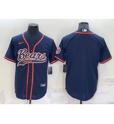 Men Chicago Bears Blank Navy Cool Base Stitched Baseball Jersey