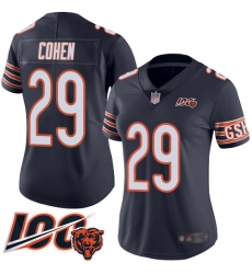 Women Chicago Bears 29 Tarik Cohen Navy Blue Team Color 100th Season Limited Football Jersey